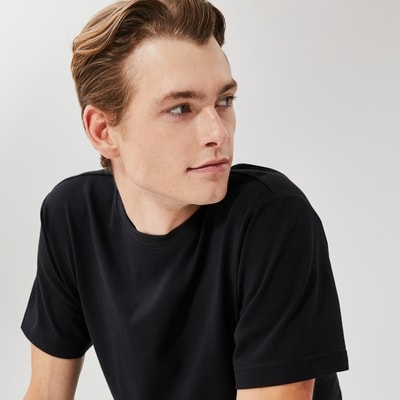 T-shirt col ras du cou grammage supérieur, hommes - Noir