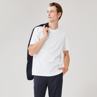 T-shirt col ras du cou grammage supérieur, hommes - Blanc