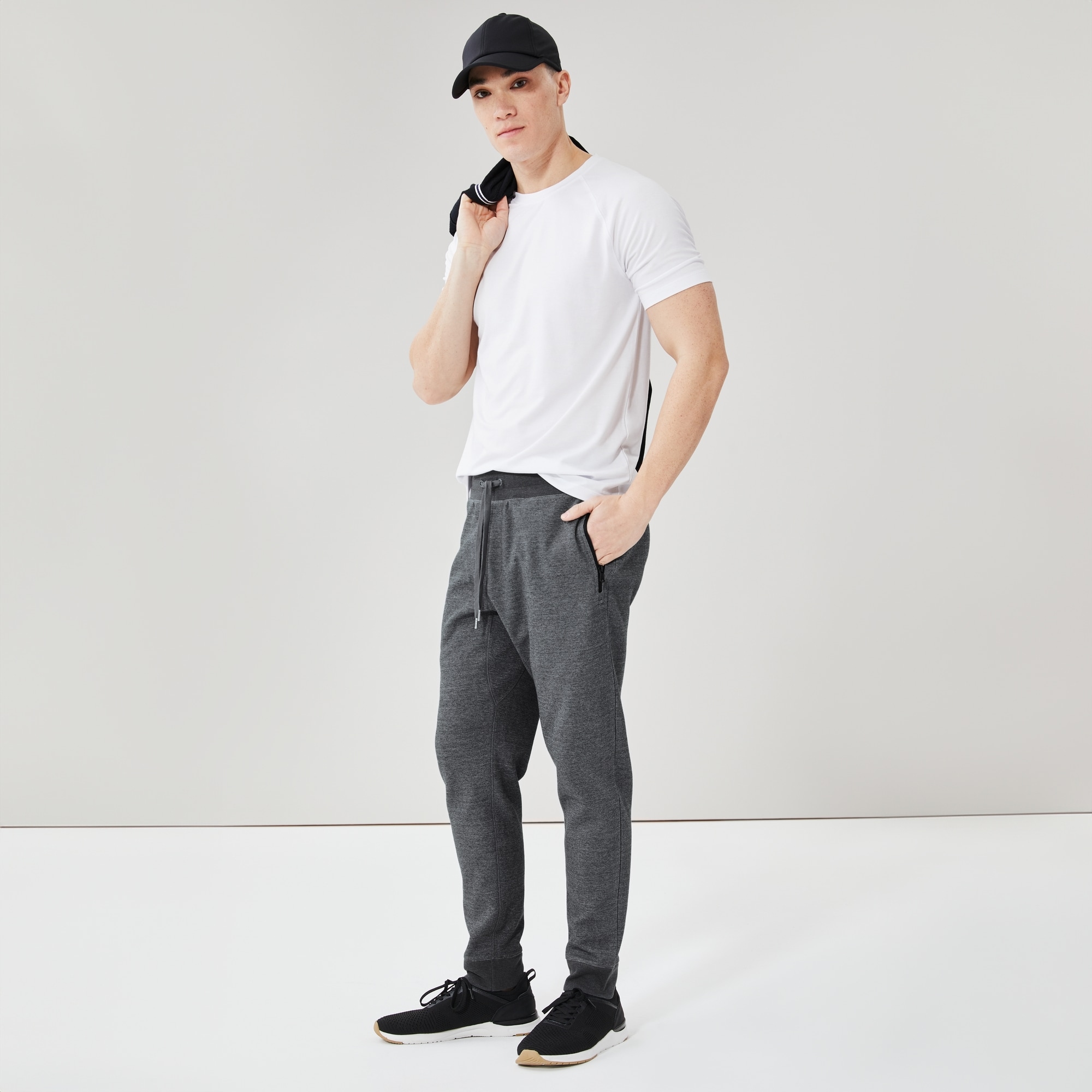 Men's Zip Pocket Active Jogger in Dark Grey Mix from Joe Fresh