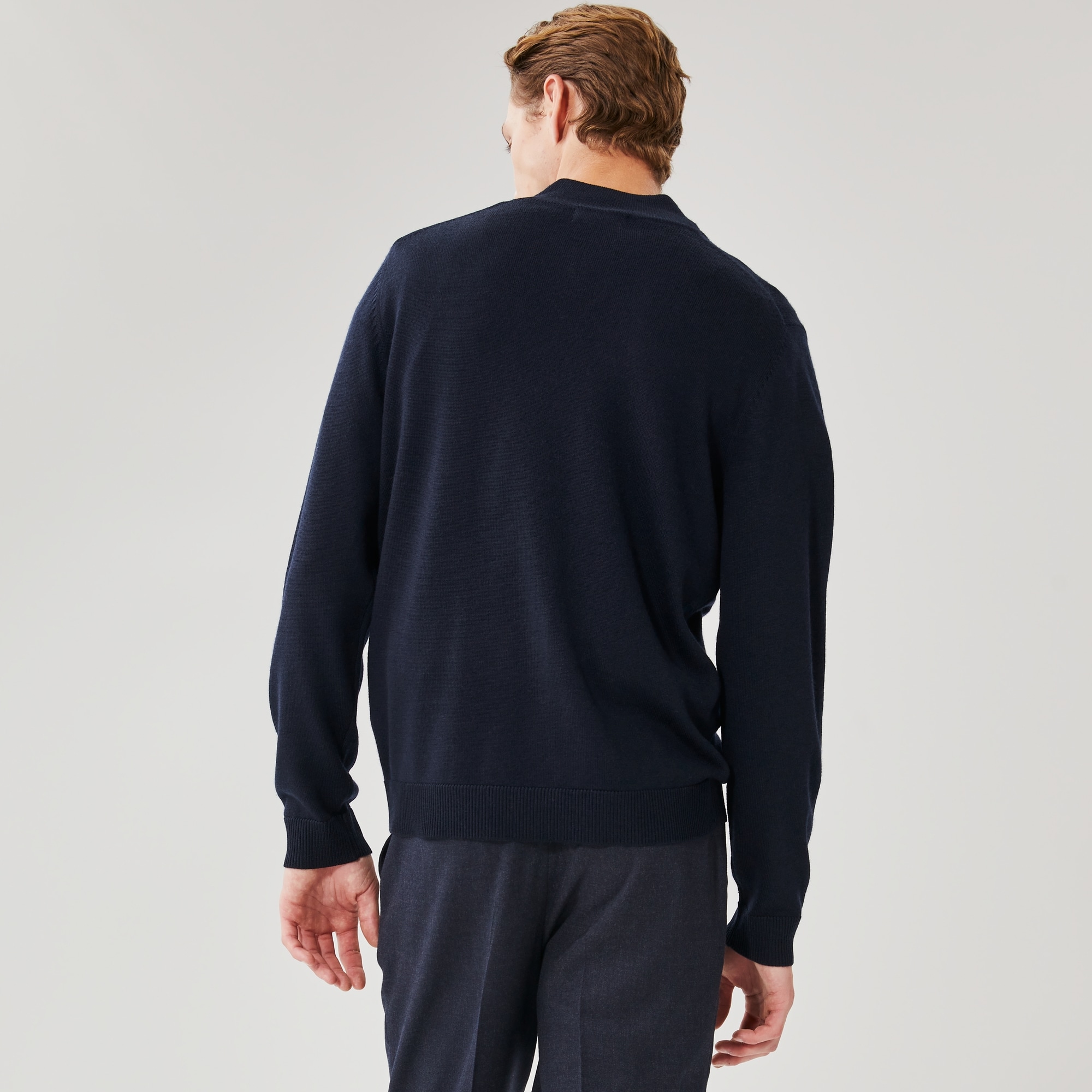 Men's Premium Quarter-Zip Merino Sweater in Dark Navy from Joe Fresh