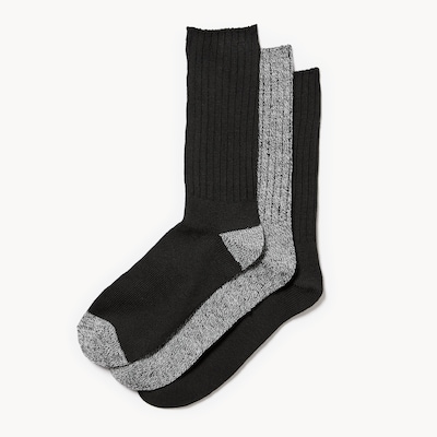 Ens. 3 paires de chaussettes tube épaisses, hommes - Noir