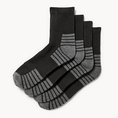 Men's 4-Pack Quarter-Crew Socks - Black