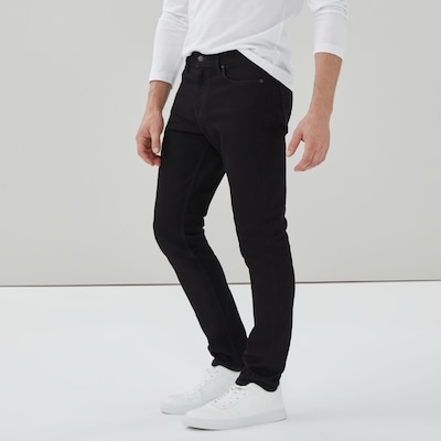 Jean noir délavé à coupe ajustée pour hommes - Noir