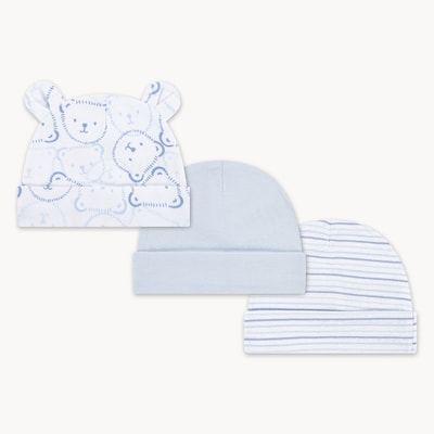 Newborn Huggies Organic Cotton Hat 3-Pack - Blue