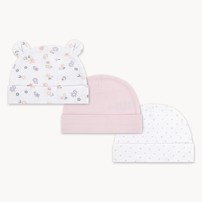Newborn Huggies Organic Cotton Hat 3-Pack - Light Pink