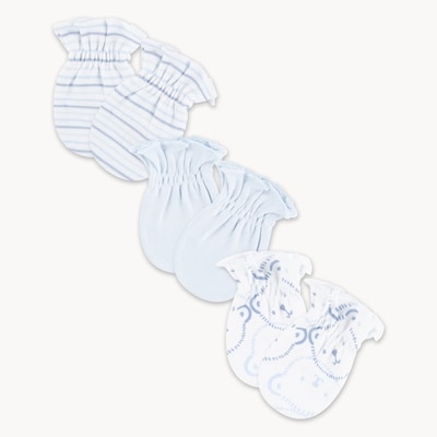 Newborn Huggies Organic Cotton Mittens 3-Pack  - Blue