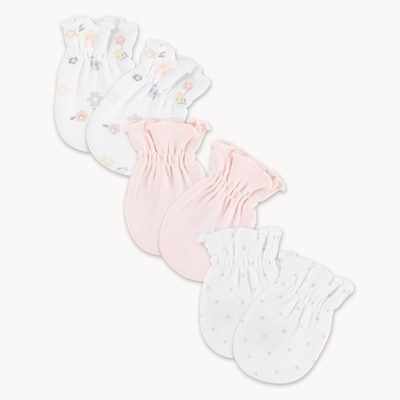 Newborn Huggies Organic Cotton Mittens 3-Pack  - Light Pink