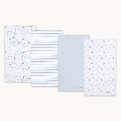 Newborn Huggies Organic Cotton Blanket 4-Pack - Blue