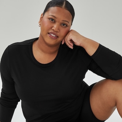 Women+ Long Sleeve Active Tee - Black
