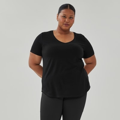 Women+ V-Neck Active Tee - Black