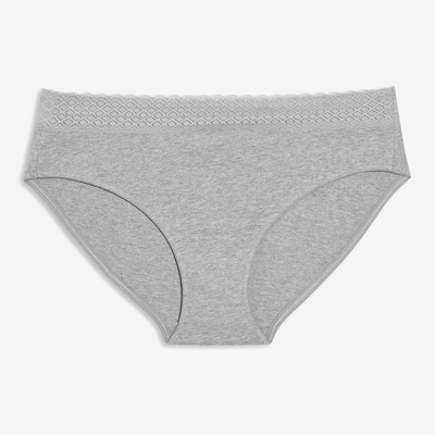 Women+ Cotton Lace High-Cut Brief - Grey
