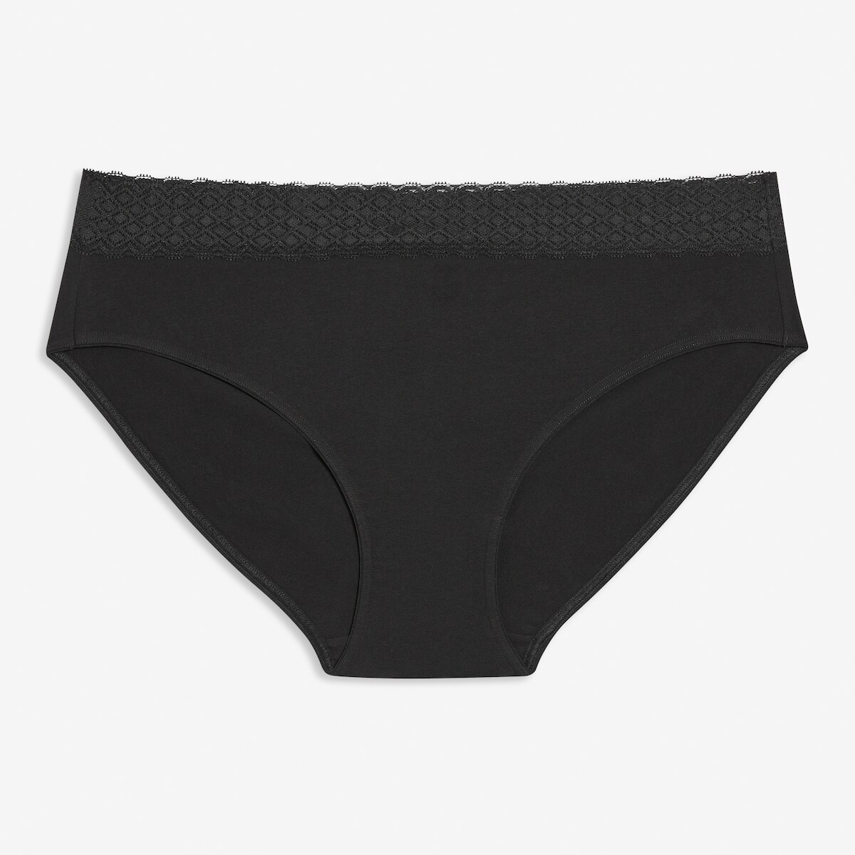 Women+ Cotton Lace High-Cut Brief - Black