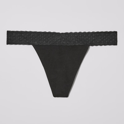 Tanga en dentelle de coton Femmes+ - Noir