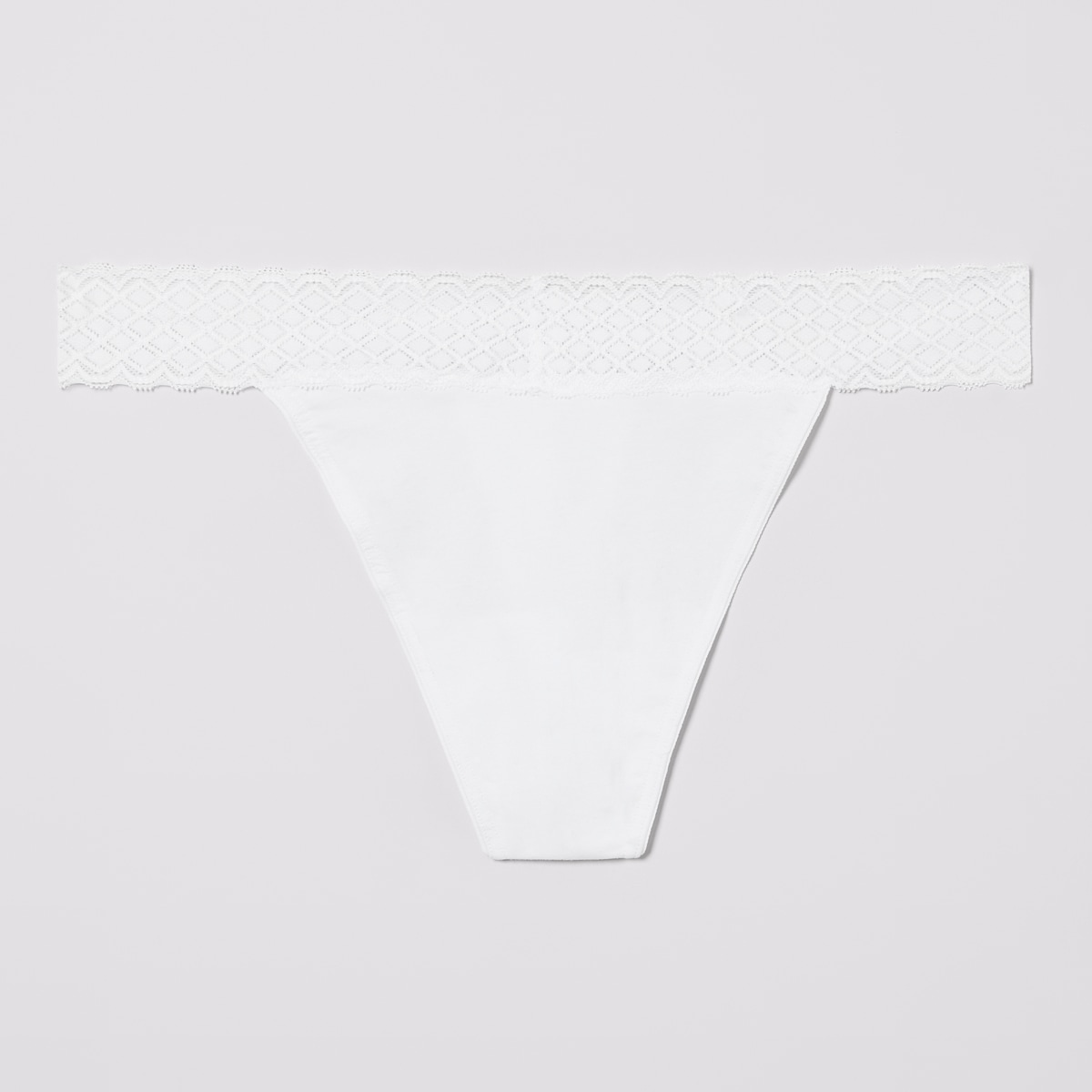 Women+ Cotton Lace Thong - White