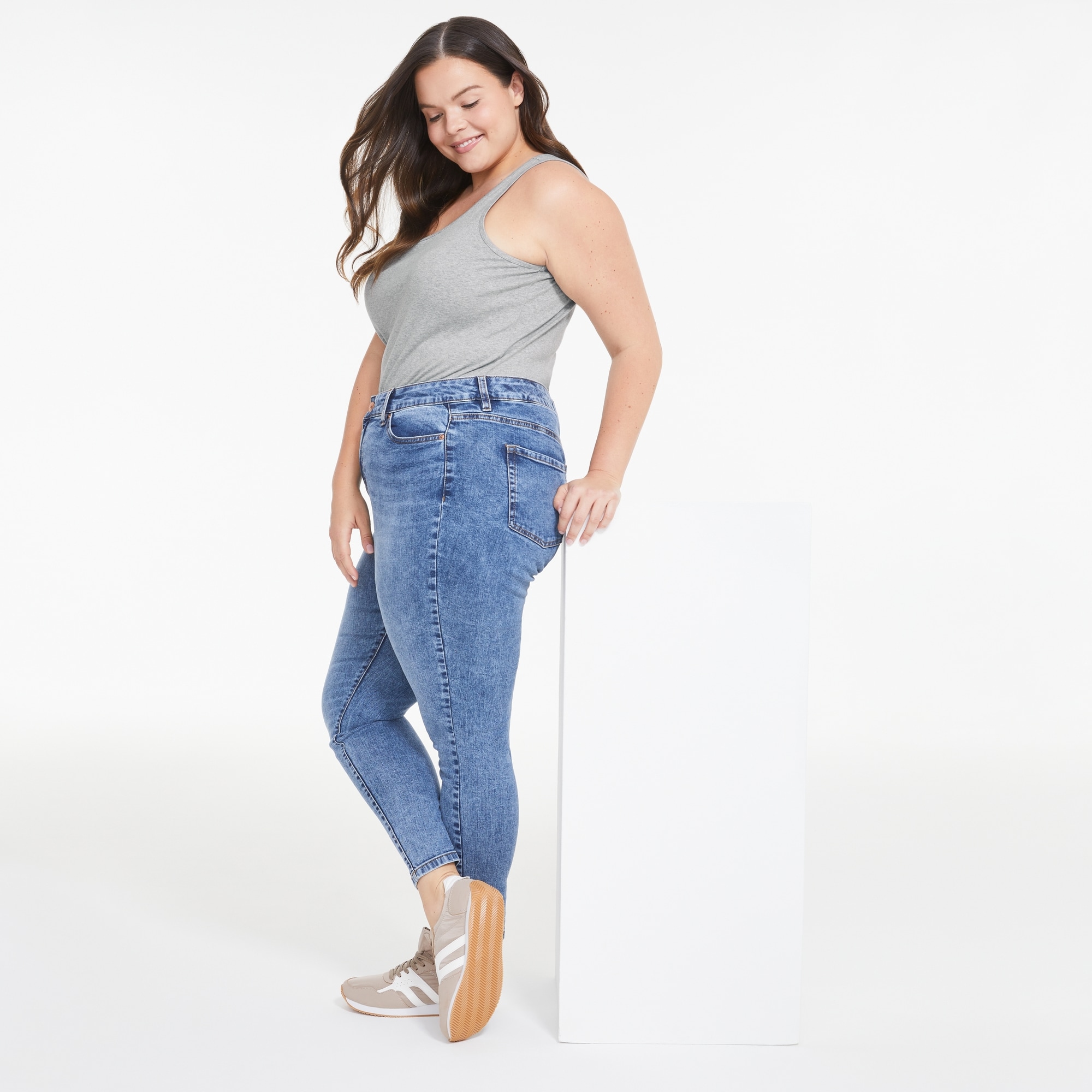 Women+ Organic Cotton Tank in Light Grey Mix from Joe Fresh