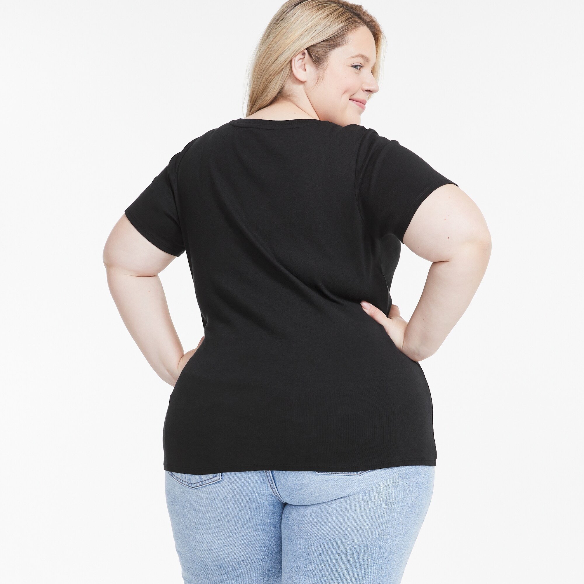 T-shirt à col en V en coton biologique Femmes+