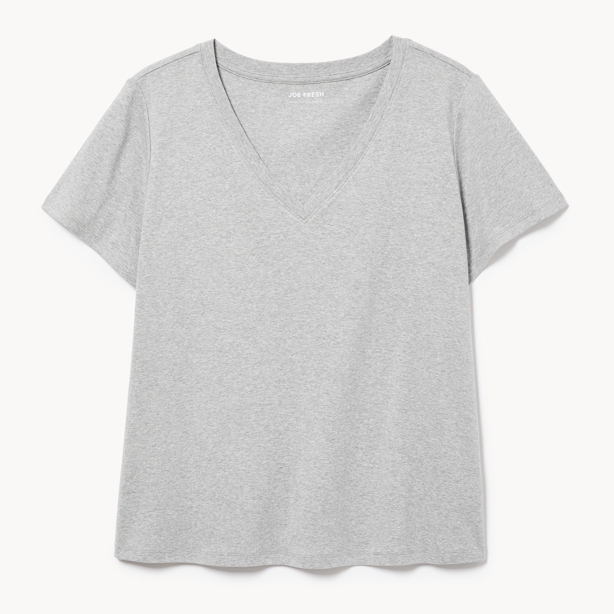 Organic Cotton V-Neck T-Shirt in Light Grey Mix from Joe Fresh