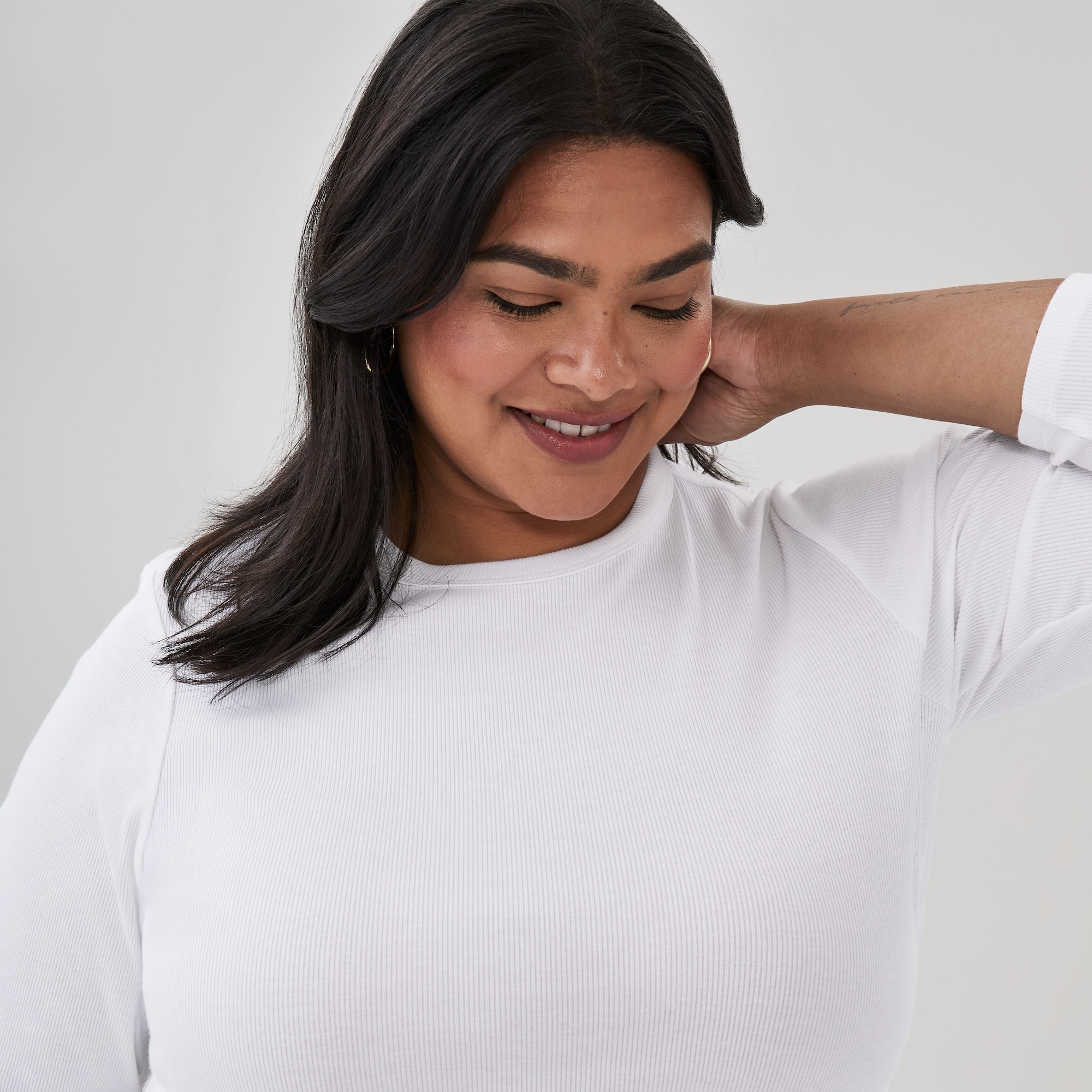 Women+ Slim-Fit Ribbed Long Sleeve Top