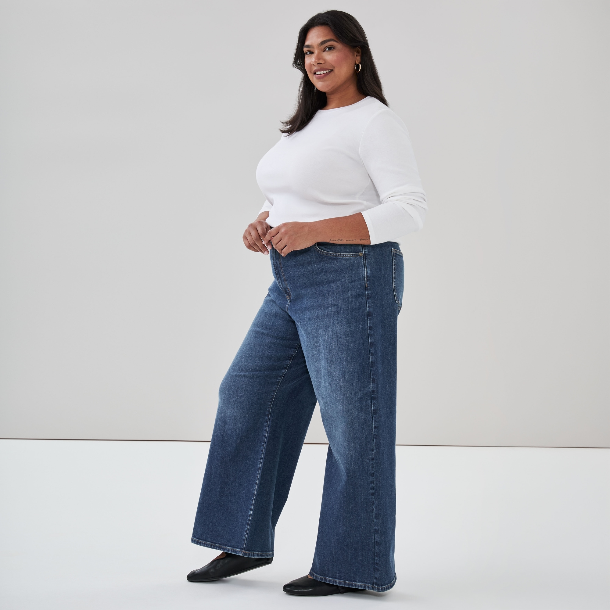 Jean à taille haute et à jambe large Femmes+