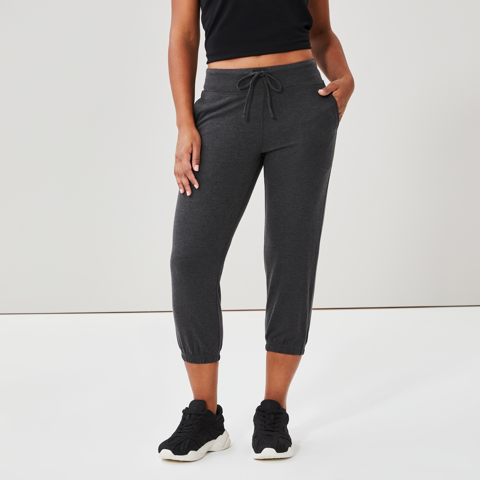 Crop Active Jogger in Charcoal Mix from Joe Fresh