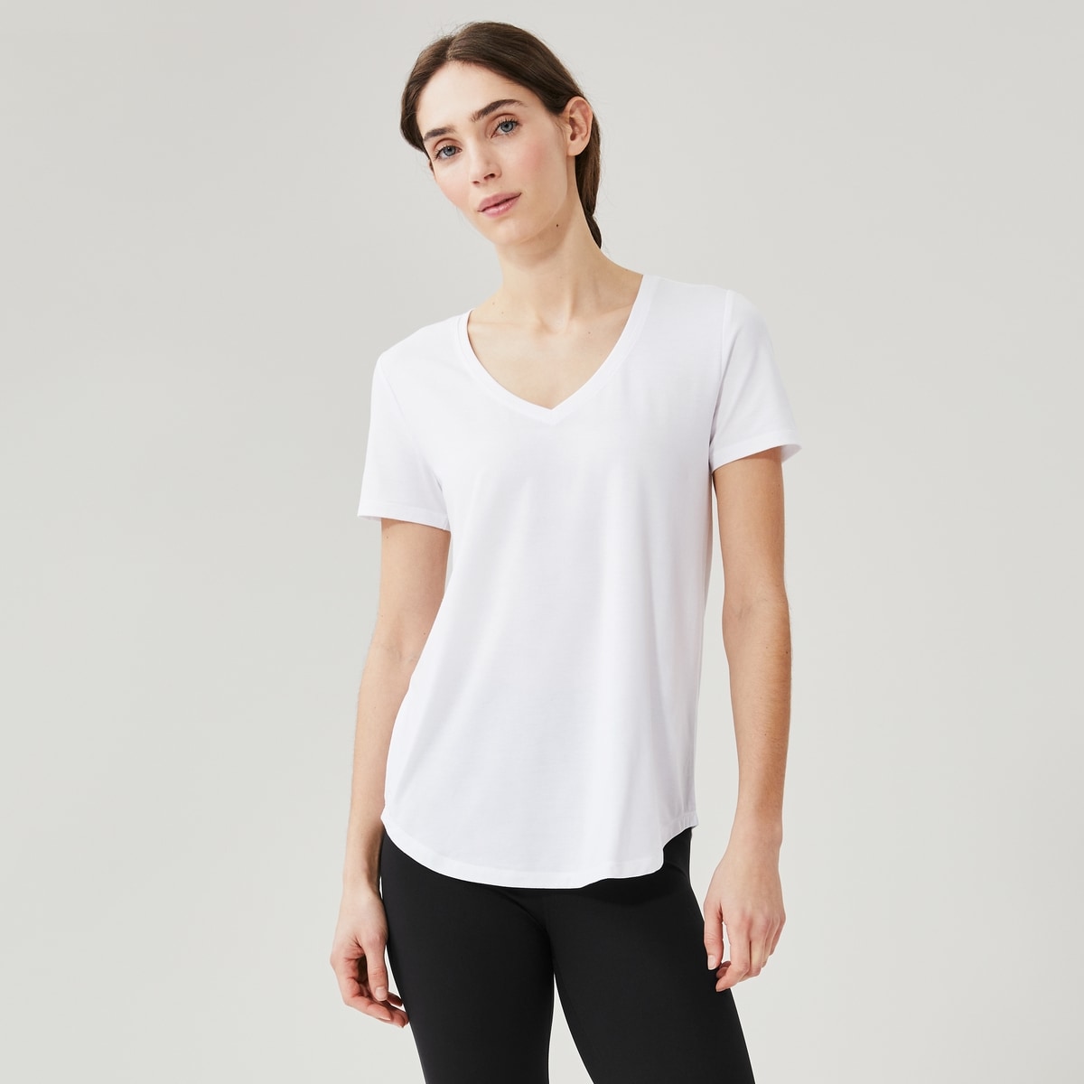 T-shirt sport  col en V - Blanc
