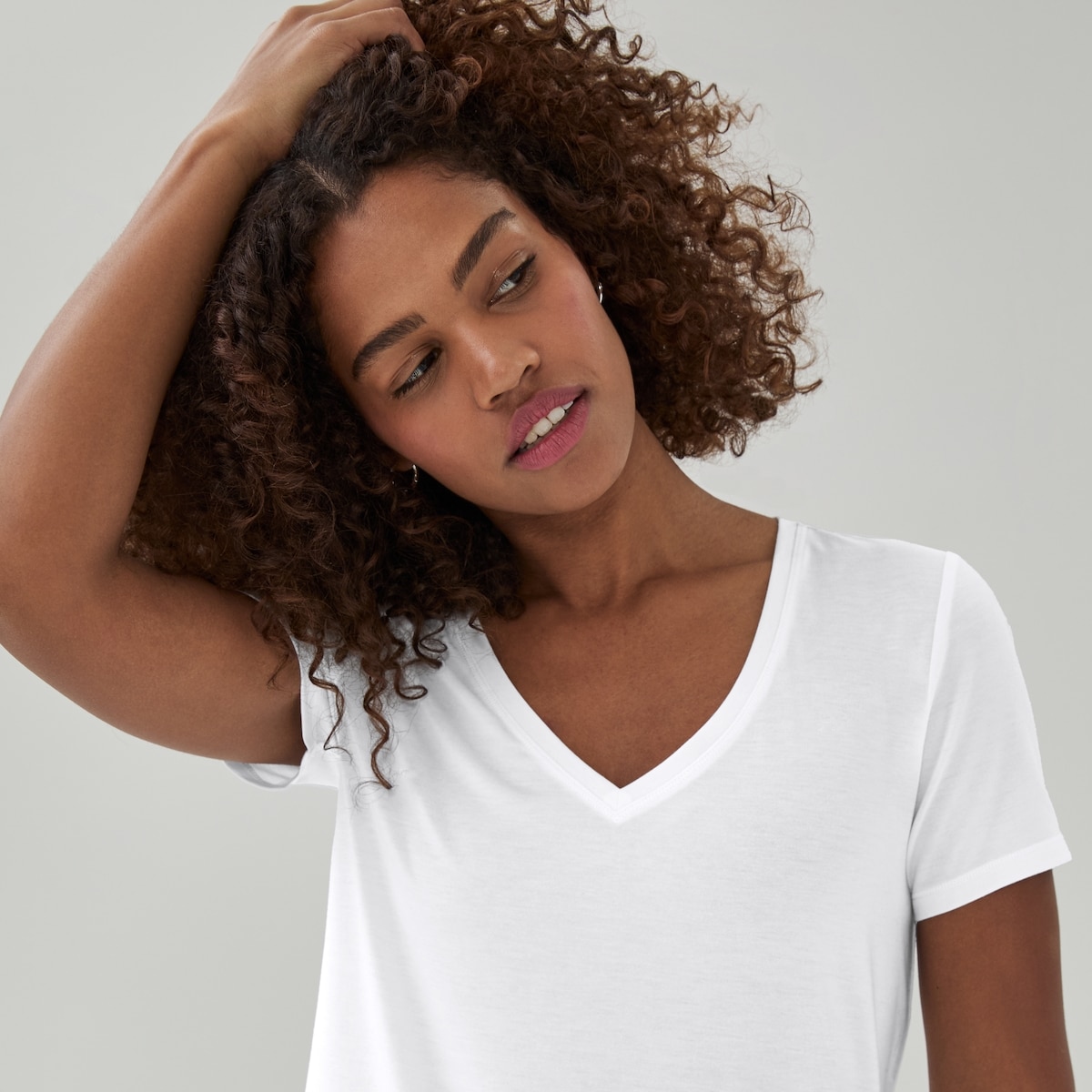 T-shirt sport col en V - Blanc