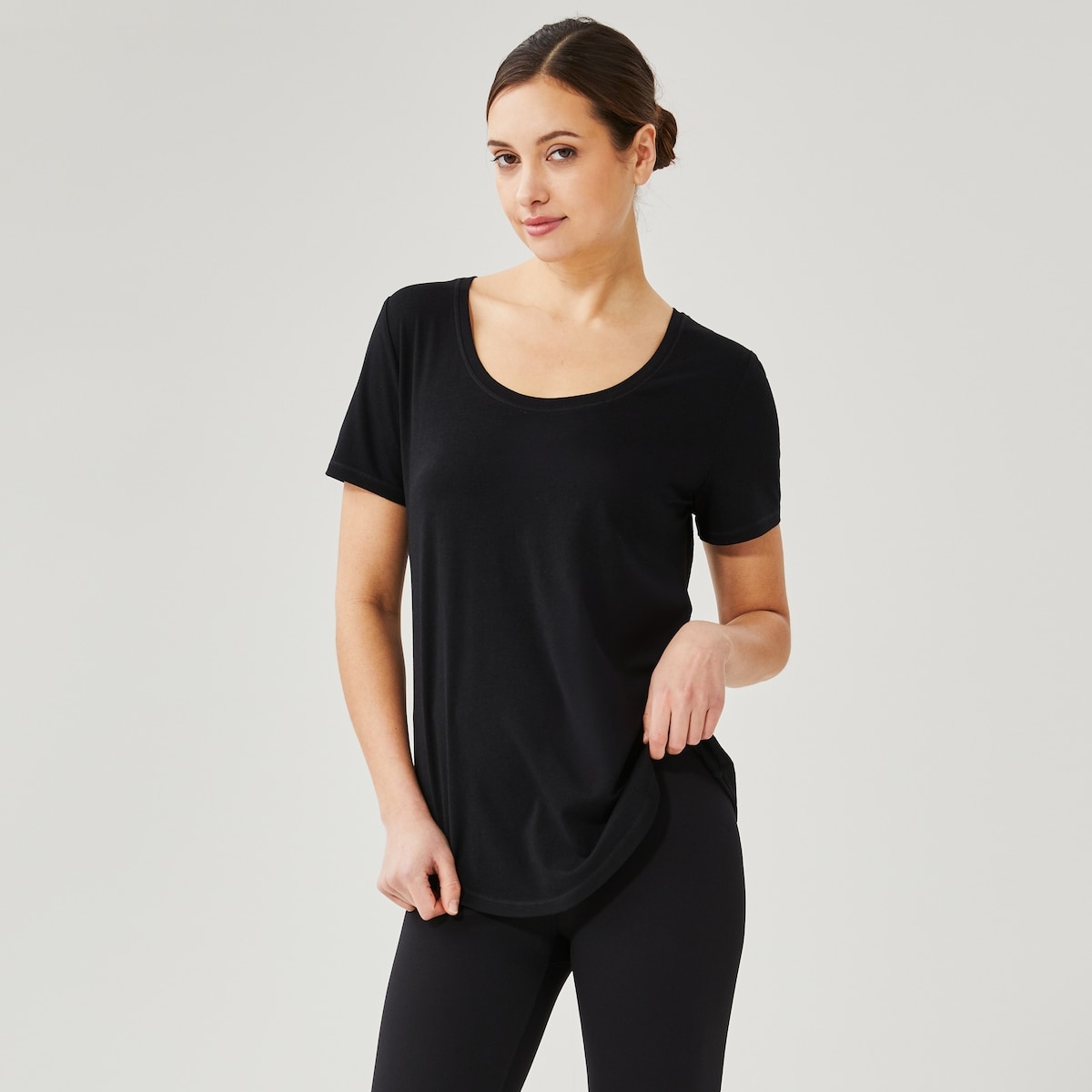 T-shirt sport  col rond - Noir