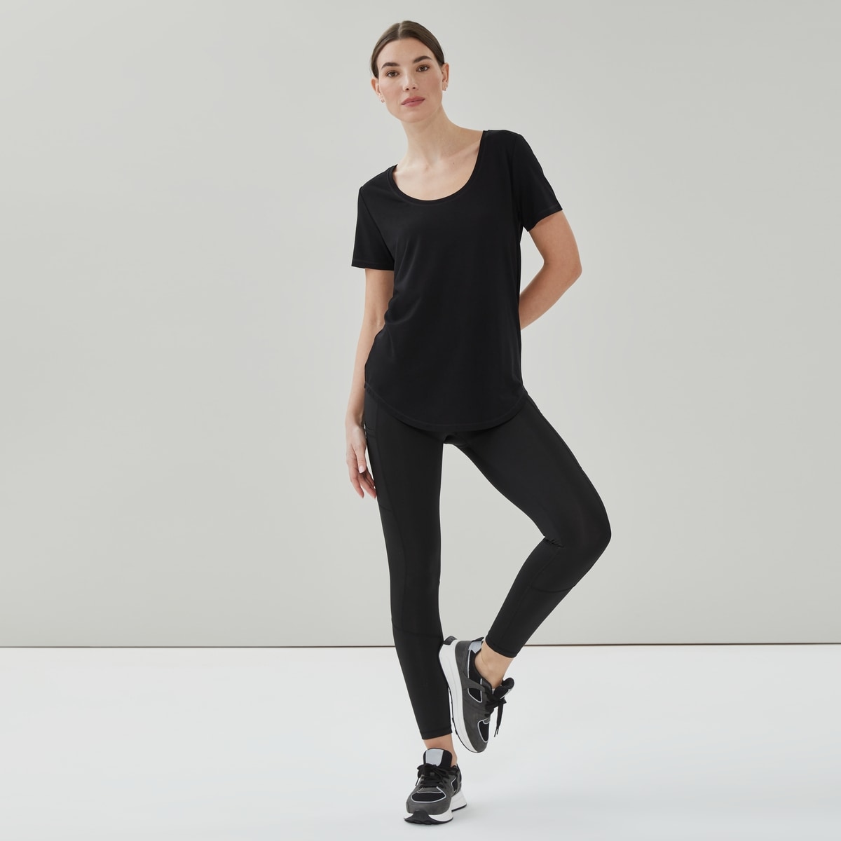 Scoop Neck Active Tee - Black