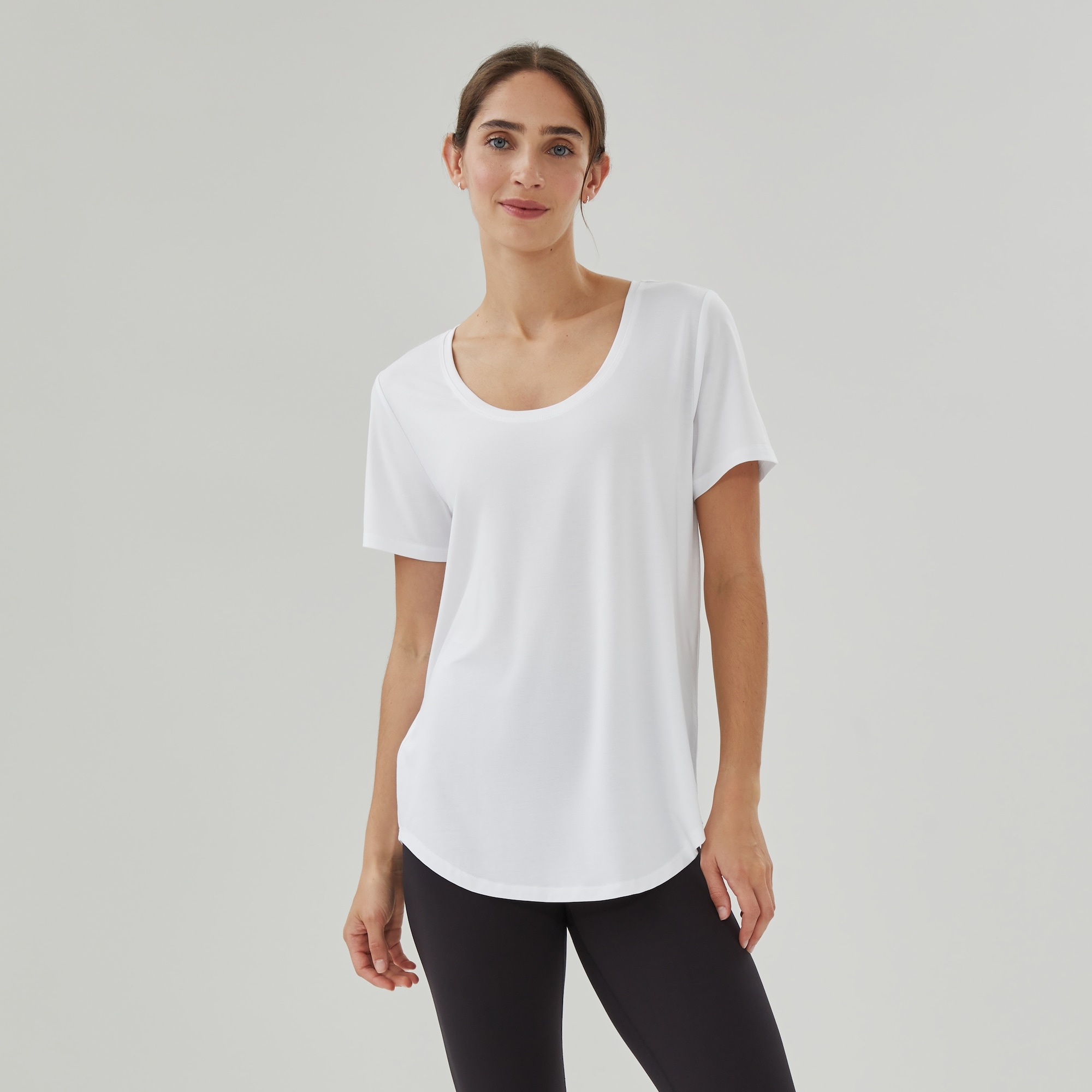 Scoop Neck Active Tee in White from Joe Fresh