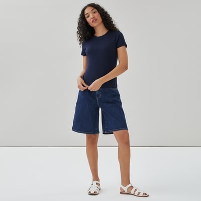 T-shirt à col ras du cou en coton biologique - JF Bleu nuit