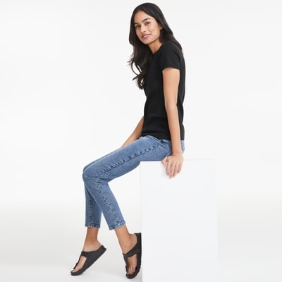 T-shirt à col ras du cou en coton biologique - Noir JF