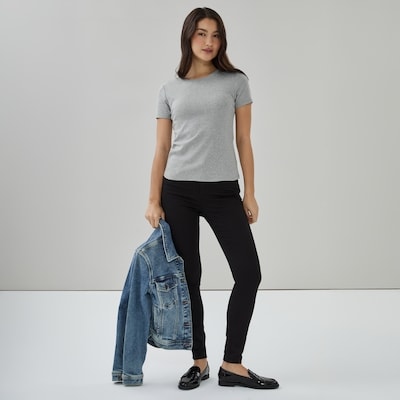 T-shirt à col ras du cou en coton biologique - Mélange De Gris Pâle