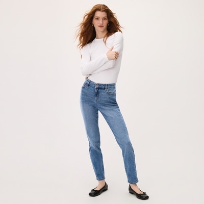 Jean classique délavé moyen à coupe étroite - Laver Moyen