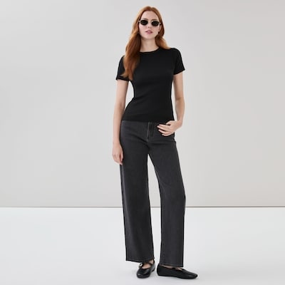 Slim-Fit Ribbed T-Shirt - JF Black