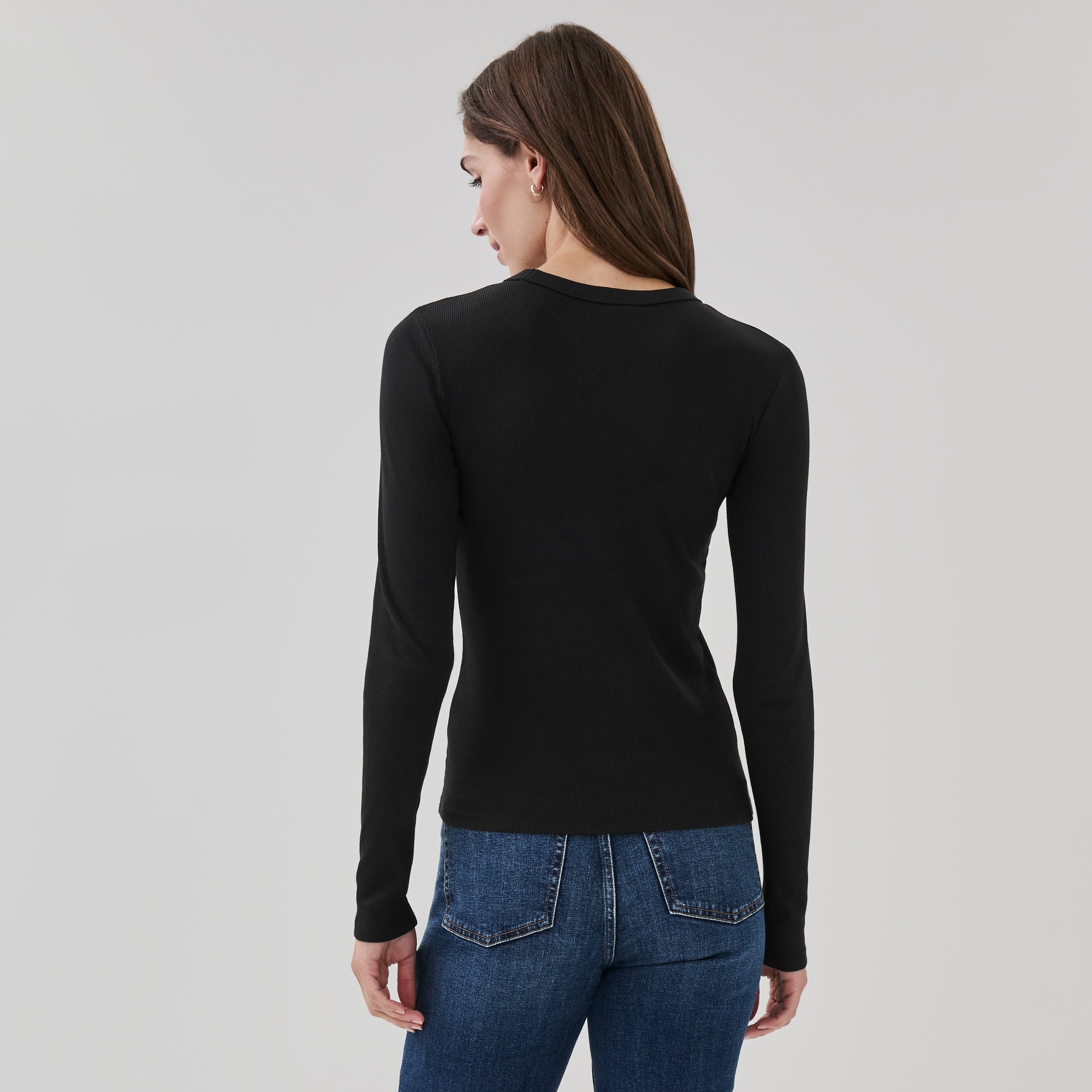 Slim-Fit Ribbed Long Sleeve Top