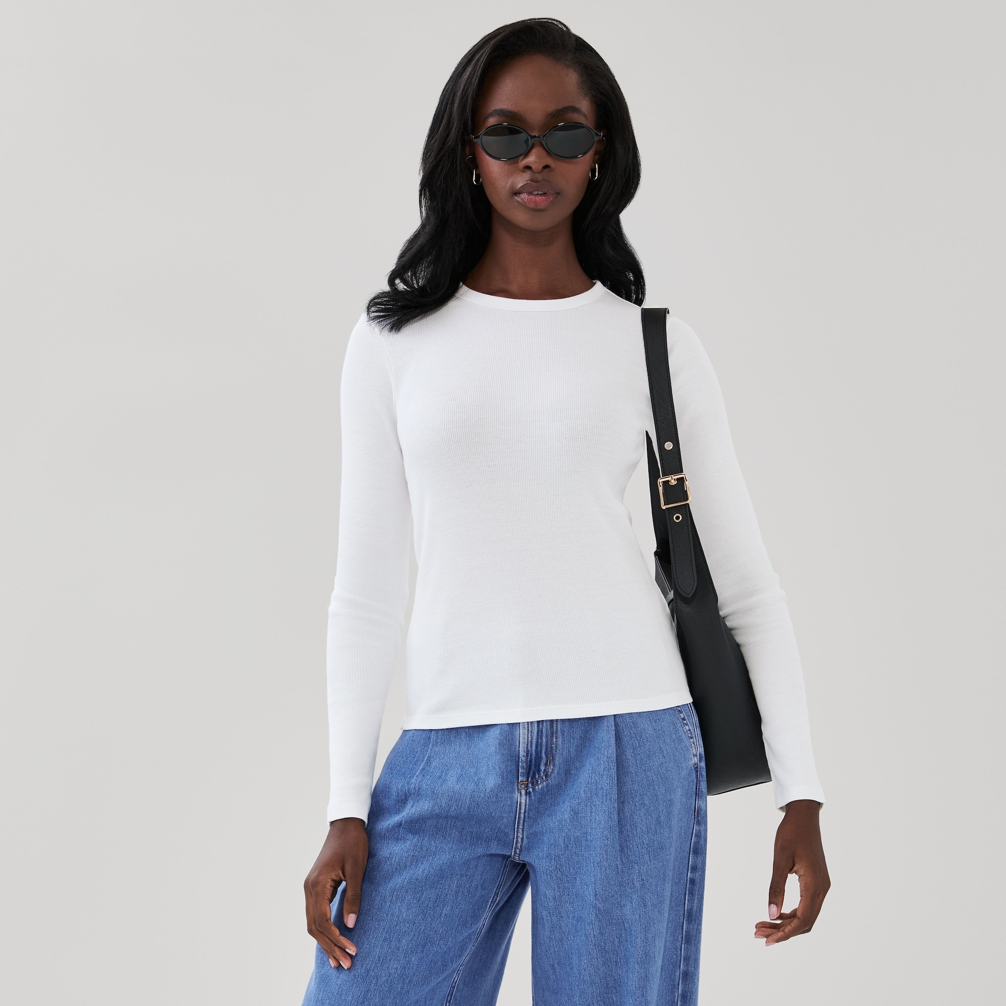 Slim-Fit Ribbed Long Sleeve Top