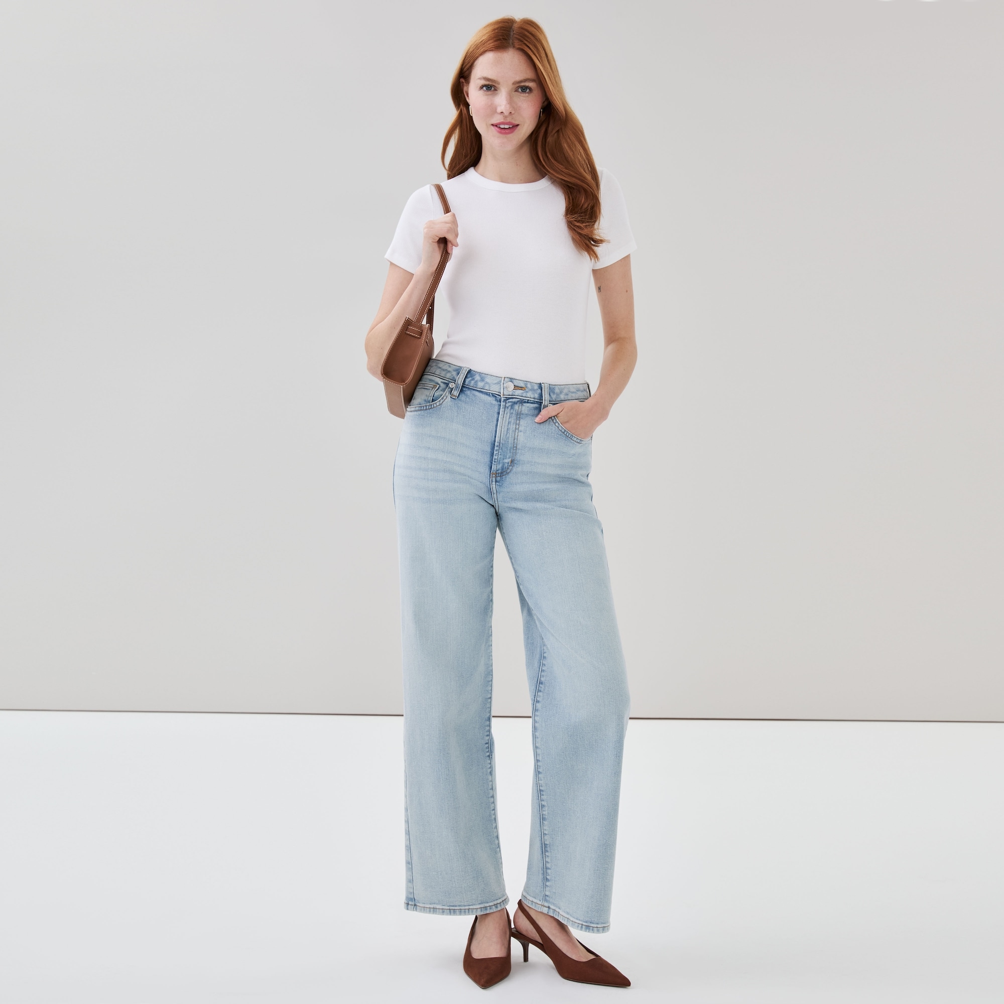 Jean à taille haute et à jambe large