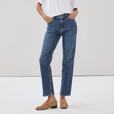 Jean à taille haute et à jambe droite - Laver Foncé