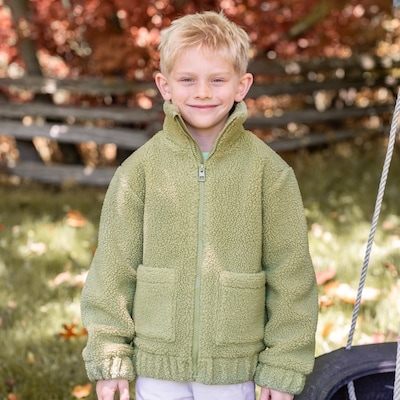 Kid Meadow Mist Teddy Fleece Jacket - Light Green
