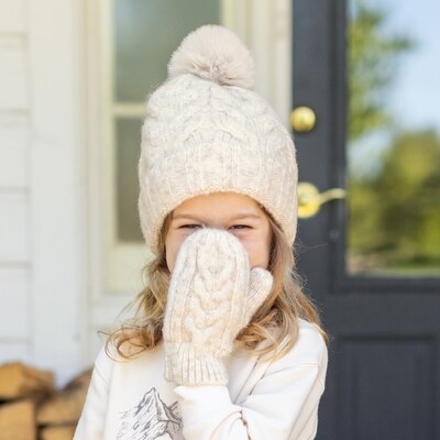 Kid Toasty Toque & Mitten Set - Light Oat Mix
