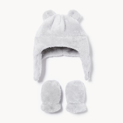 Baby Boys' 2-Piece Fleece Hat Set - Grey