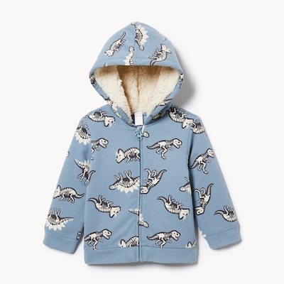 Baby Boys' Teddy Fleece Lined Hoodie - Dusty Blue