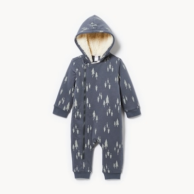 Baby Teddy Fleece Lined Romper - Dark Blue