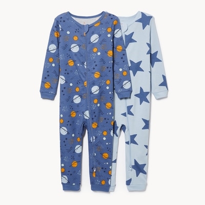 Ens. 2 dormeuses à double fermeture éclair, bébés - Bleu denim