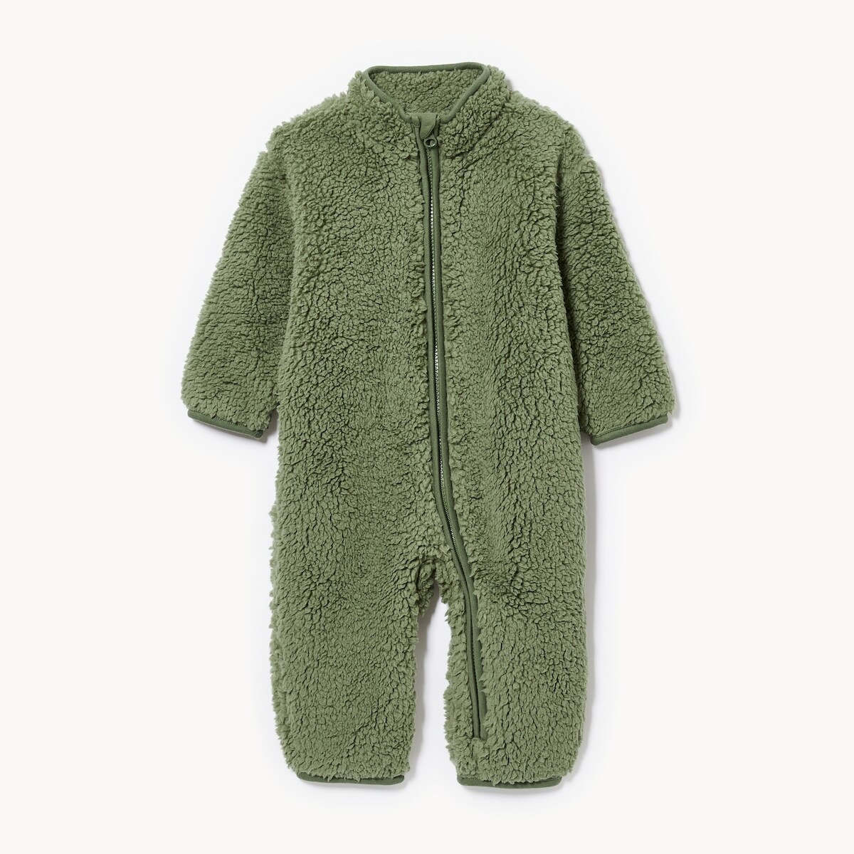 Baby Teddy Fleece Lined Romper - Light Olive