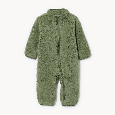 Baby Teddy Fleece Lined Romper - Light Olive