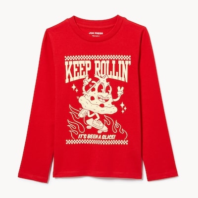Kid Graphic Long Sleeve Top - Cherry Red