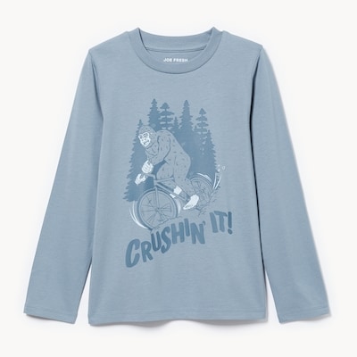 Kid Graphic Long Sleeve Top - Dusty Blue