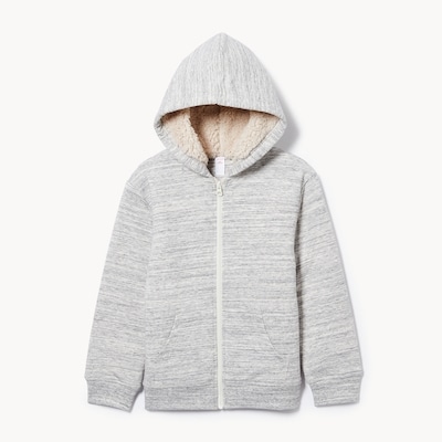 Haut à capuchon avec doublure en molleton, garçons - Mélange de sable blanc
