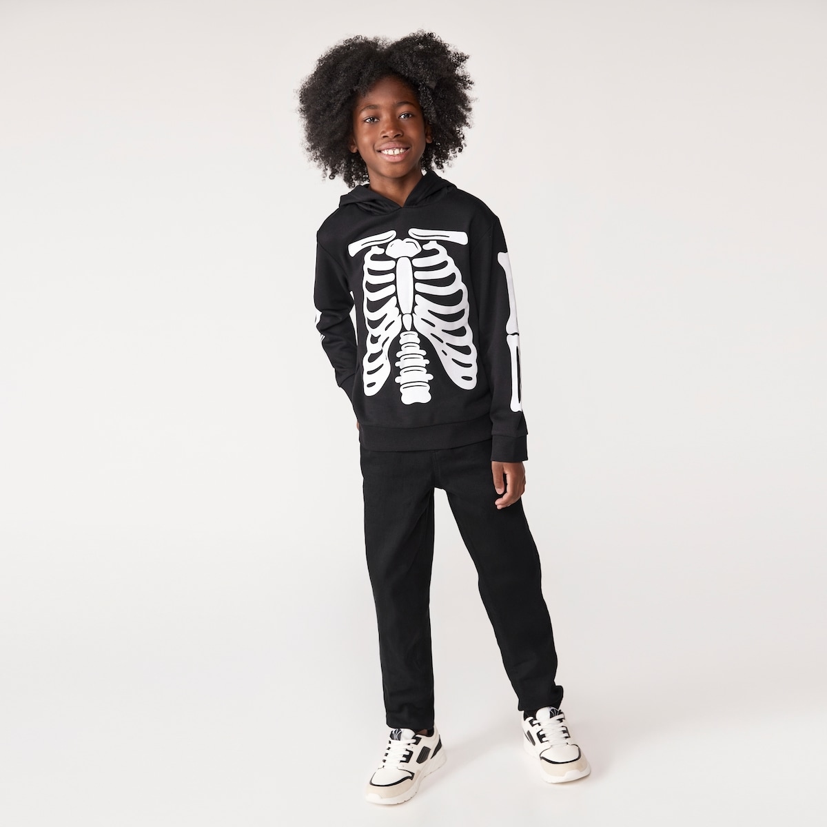 Haut  capuchon  motif de squelette pour garons